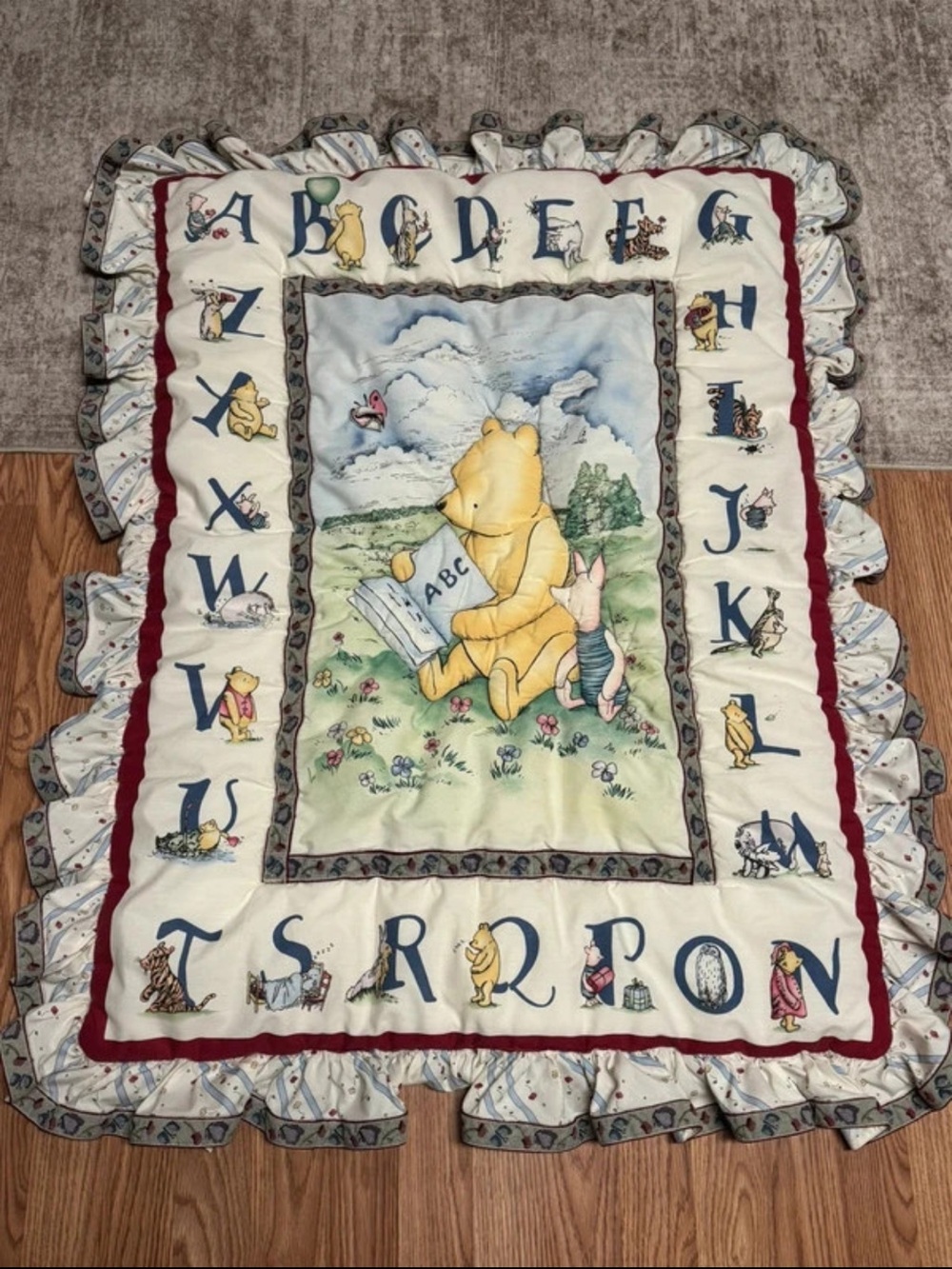 Vintage Classic Pooh Red Calliope Disney Baby Blanket Crib Bedding
1999 Rare